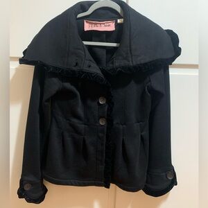 Black jacket with bottoms and velvet trim size M